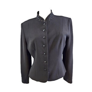 Donna Morgan Size 8 Black Embellished Blazer